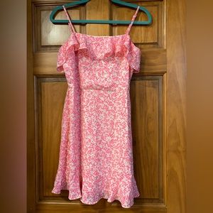 Trixxi mini dress. Juniors size large. Pink/white with spaghetti straps